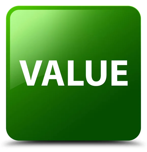 Värdet gröna fyrkantiga knappen — Stockfoto