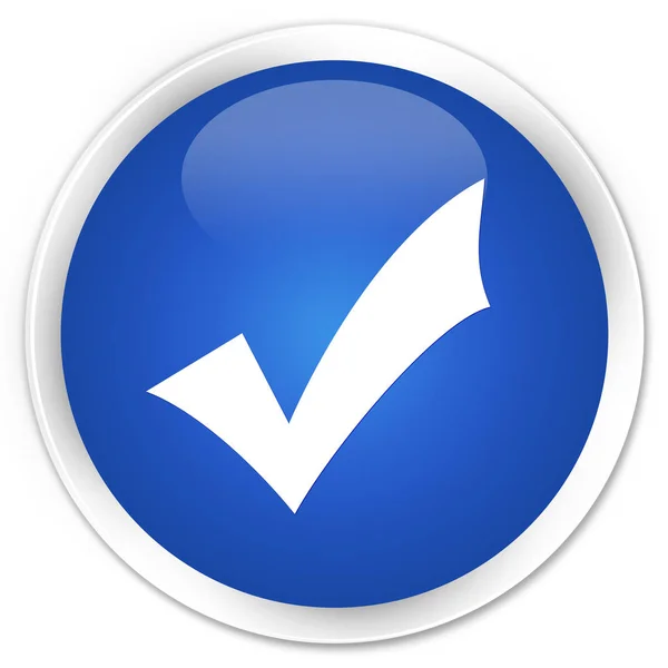 Icona di convalida pulsante rotondo blu premium — Foto Stock