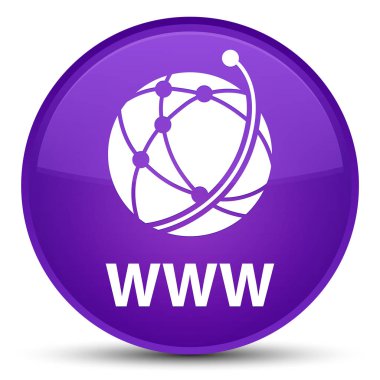 Www (küresel ağ simgesini) özel mor yuvarlak düğmesi