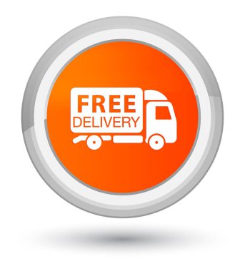 Ücretsiz teslimat kamyonu kutsal kişilerin resmi ana turuncu yuvarlak düğme