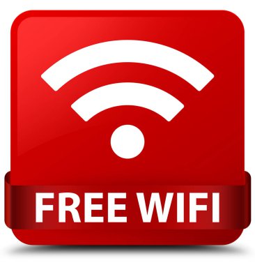 Ücretsiz Wi-Fi kırmızı kare düğmesini kırmızı kurdele orta