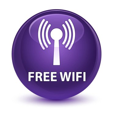 Ücretsiz wifi (wlan ağ) cam gibi mor yuvarlak düğmesi