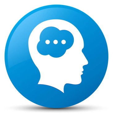 Beyin kafa simgesi mavi mavi yuvarlak düğmesi