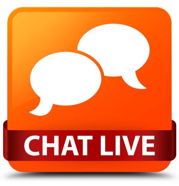 Turuncu kare düğme kırmızı kurdele orta canlı sohbet