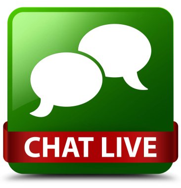 Yeşil kare düğme kırmızı kurdele orta canlı sohbet