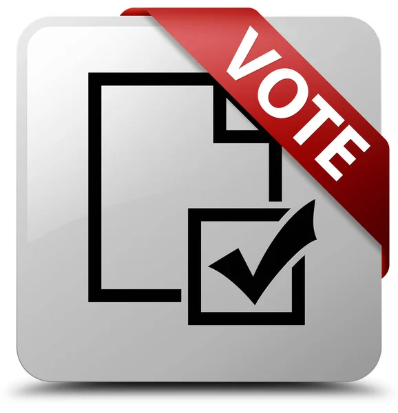 Vote (survey icon) white square button red ribbon in corner — Stock Photo, Image