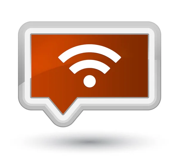 Ícone Wifi botão banner marrom primo — Fotografia de Stock