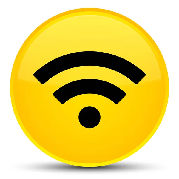 Wi-Fi ikonu speciální žluté kulaté tlačítko — Stock fotografie