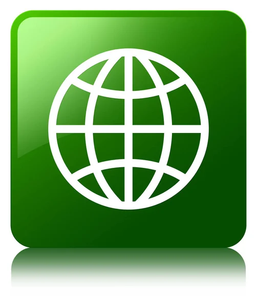 Icono del mundo verde botón cuadrado —  Fotos de Stock
