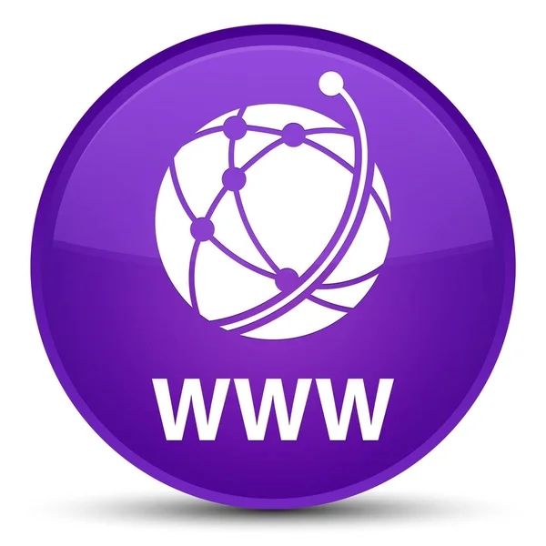 Www (παγκόσμιο δίκτυο εικονίδιο) ειδική μωβ στρογγυλό κουμπί — Φωτογραφία Αρχείου