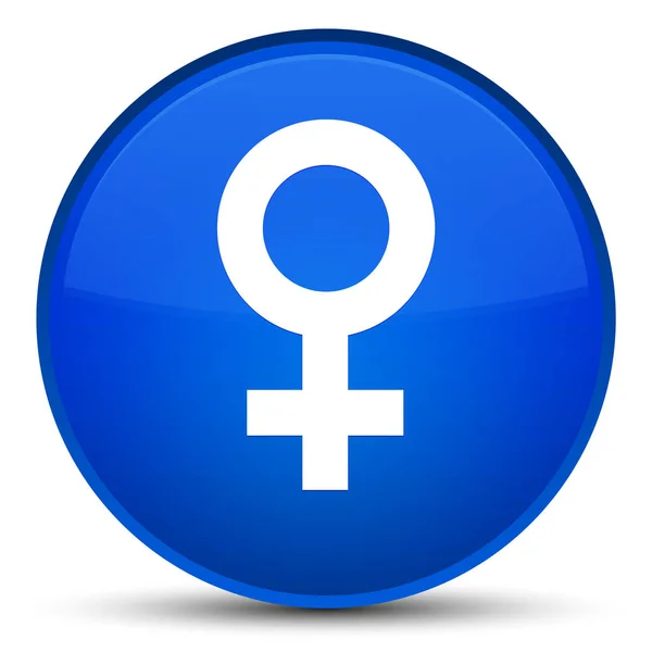 Піктограма жіночого значка спеціальна синя кругла кнопка — стокове фото