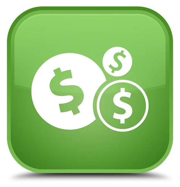 Finanças ícone sinal dólar botão quadrado verde macio especial — Fotografia de Stock