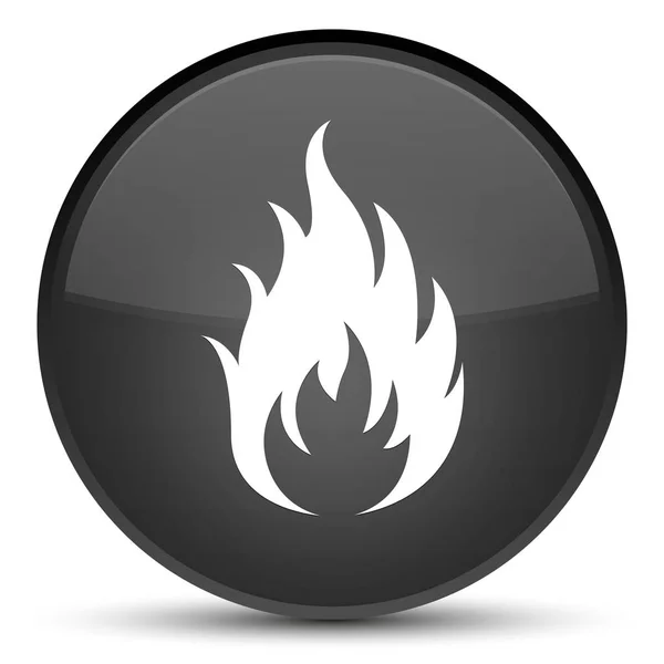 Icono de fuego botón redondo negro especial —  Fotos de Stock