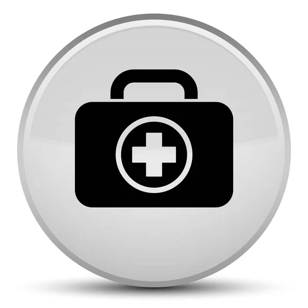 First aid kit icon special white round button — Stock Photo, Image