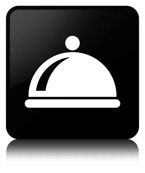 음식 요리 아이콘 검은 사각형 버튼 — 스톡 사진