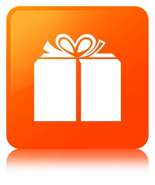 Boîte cadeau icône orange bouton carré — Photo