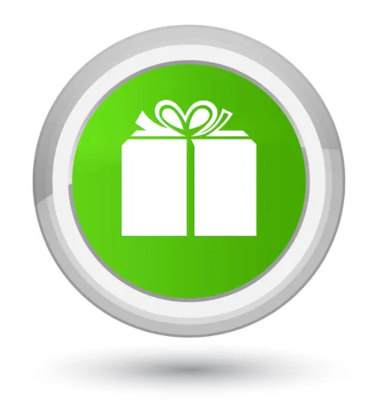 Gift box icon prime soft green round button — Stock Photo, Image