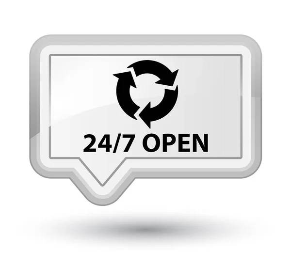 24/7 open prime white banner button — Stock Photo, Image