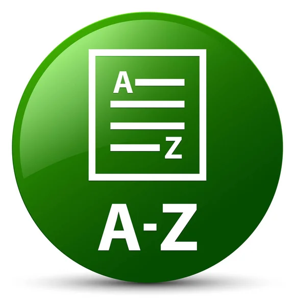 A-Z (ícone de página de lista) botão redondo verde — Fotografia de Stock