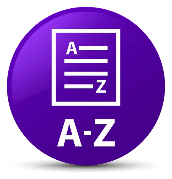 A-Z (ícone de página de lista) botão redondo roxo — Fotografia de Stock