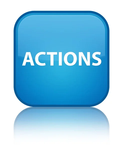 Ações ciano especial botão quadrado azul — Fotografia de Stock