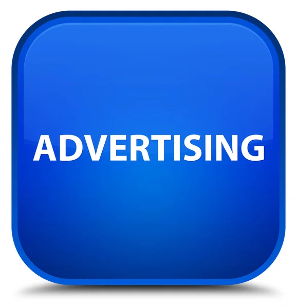 Ειδικές μπλε τετράγωνο κουμπί διαφήμιση — Φωτογραφία Αρχείου