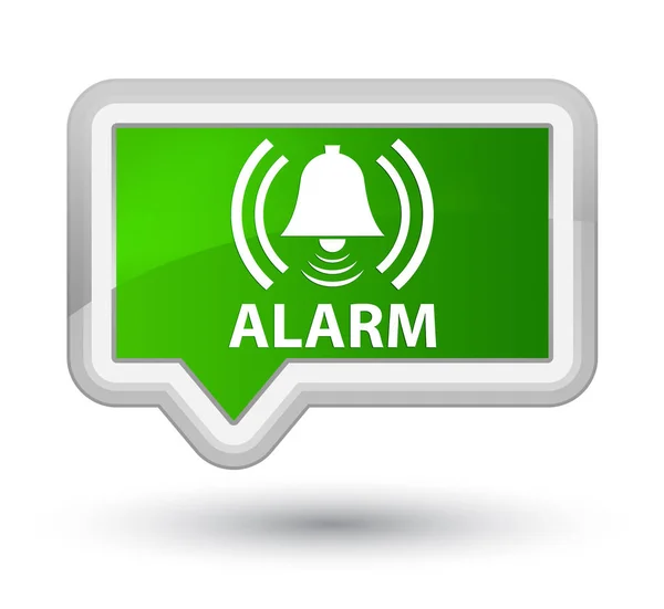Alarm (zil simgesini) asal yeşil afiş düğmesi — Stok fotoğraf