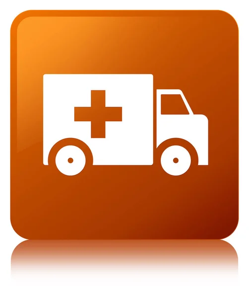 Ambulans ikonen brun fyrkantiga knappen — Stockfoto