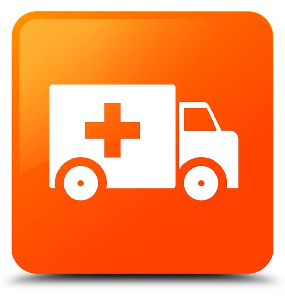 Ambulance icon orange square button — Stock Photo, Image