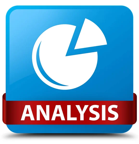 Analyse (Graphiksymbol) cyanblau quadratischer Knopf rotes Band in der Mitte — Stockfoto