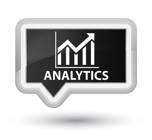 Przycisk główny czarny sztandar Analytics (statystyki ikona) — Zdjęcie stockowe