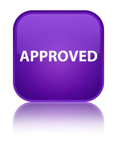 Approved special purple square button — Stock Photo, Image