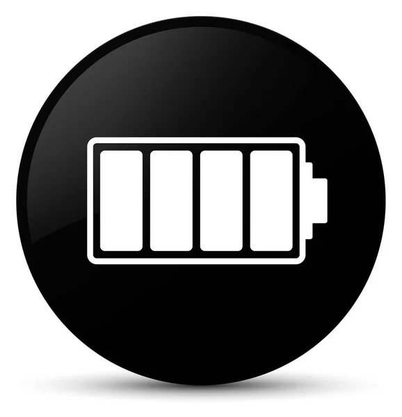 Піктограма батареї чорна кругла кнопка — стокове фото