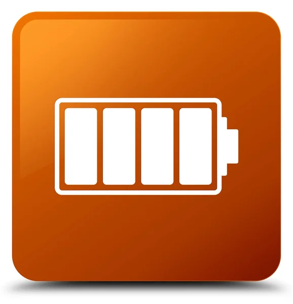 Bateria ícone marrom botão quadrado — Fotografia de Stock