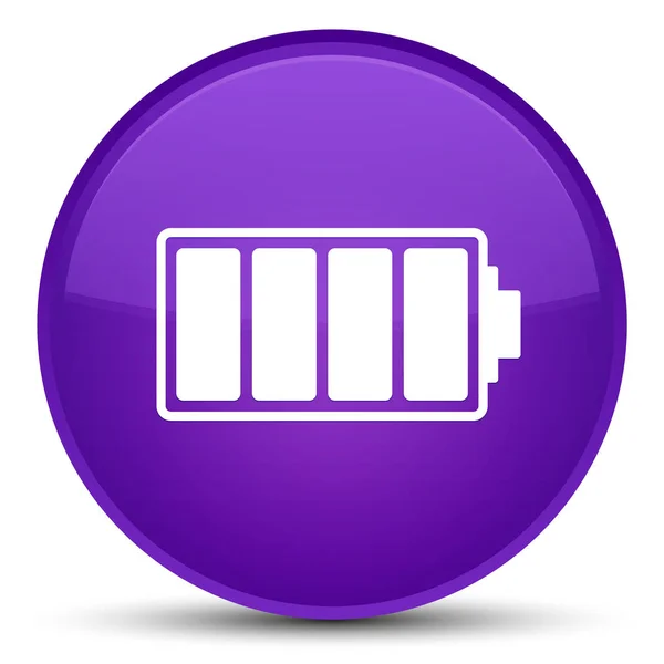 Піктограма батареї спеціальна фіолетова кругла кнопка — стокове фото