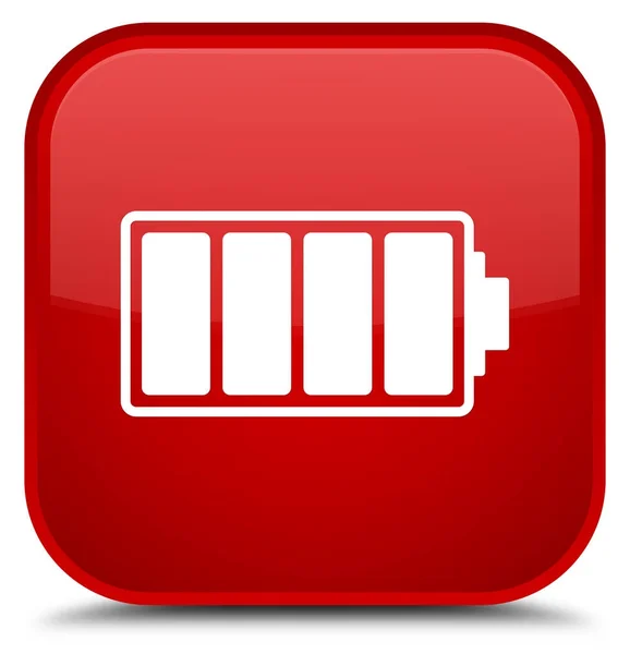 Battery icon special red square button — Stock Photo, Image