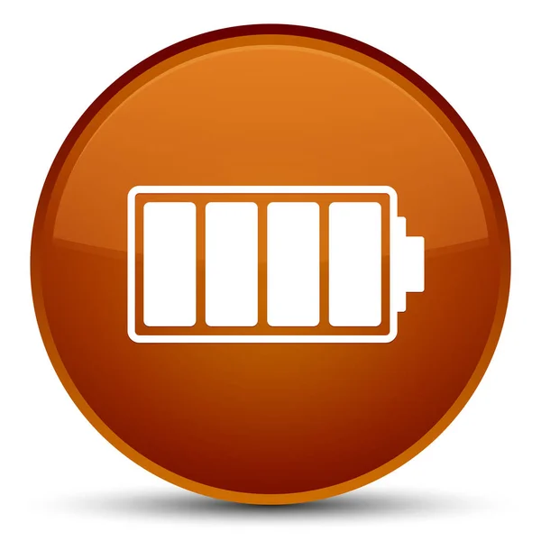 Ícone da bateria botão redondo marrom especial — Fotografia de Stock