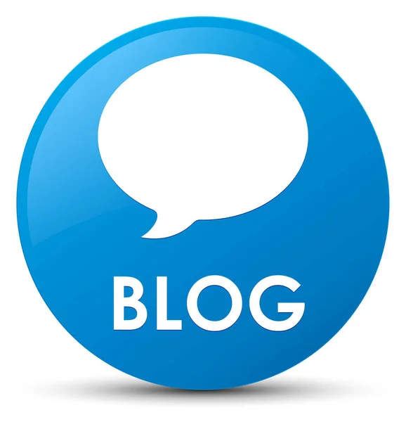 Blog (ícone de conversa) botão redondo azul ciano — Fotografia de Stock