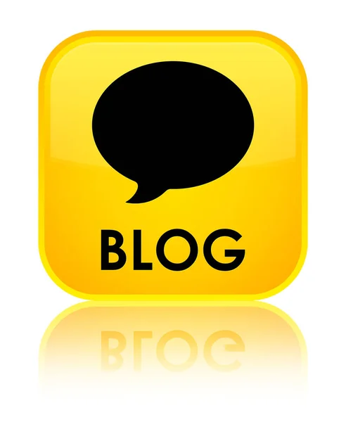 Blog (conversation icon) special yellow square button — Stock Photo, Image