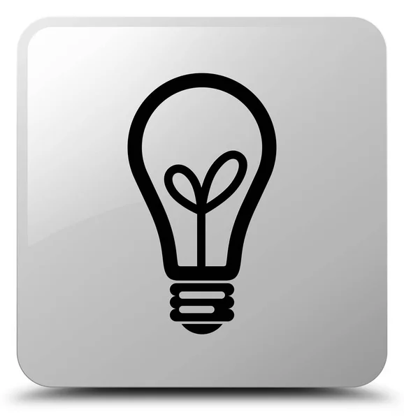 Bulb icon white square button — Stock Photo, Image