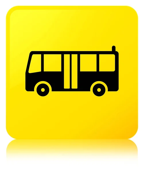 Čtvercové tlačítko ikonu žlutý autobus — Stock fotografie