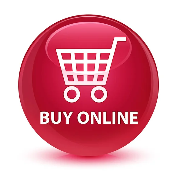 Comprar botão redondo rosa vítreo online — Fotografia de Stock