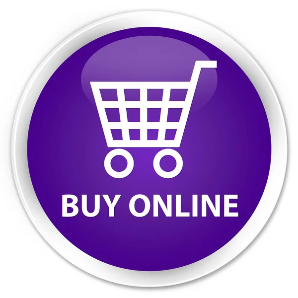 Купить онлайн премиальную фиолетовую круглую кнопку — стоковое фото