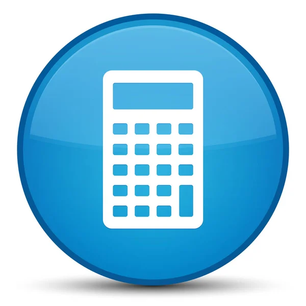 Icono de la calculadora botón redondo azul cian especial —  Fotos de Stock