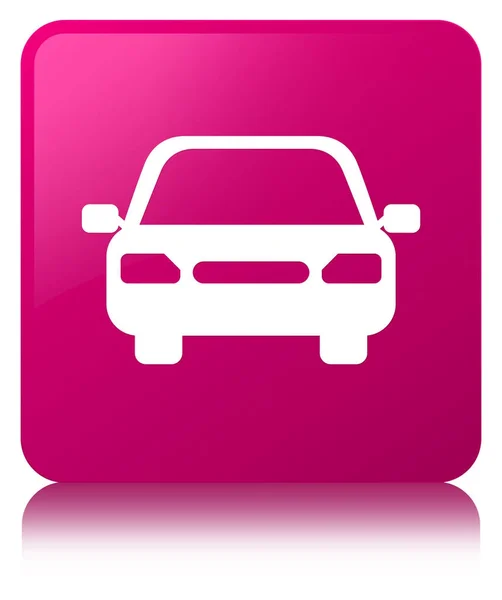 Ícone do carro botão quadrado rosa — Fotografia de Stock