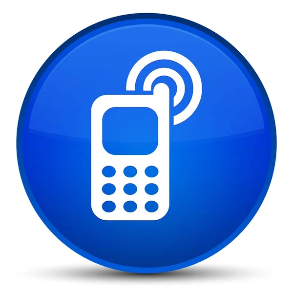 Mobil zvoní zvláštní modré kulaté tlačítko — Stock fotografie
