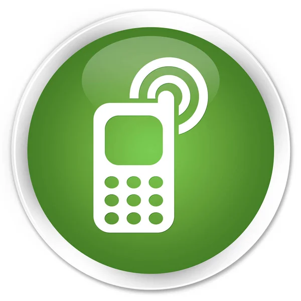 Mobiele telefoon rinkelen van premium zacht groene ronde knoop van het pictogram — Stockfoto