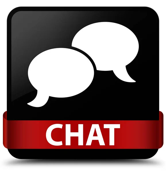 Chat black square button red ribbon in middle — Stock Photo, Image