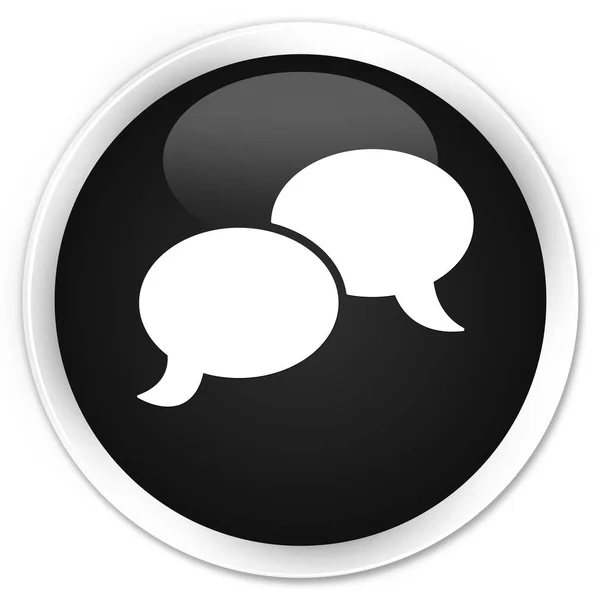 Chat burbuja icono premium negro botón redondo — Foto de Stock