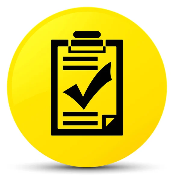 Lista de verificación icono amarillo botón redondo — Foto de Stock